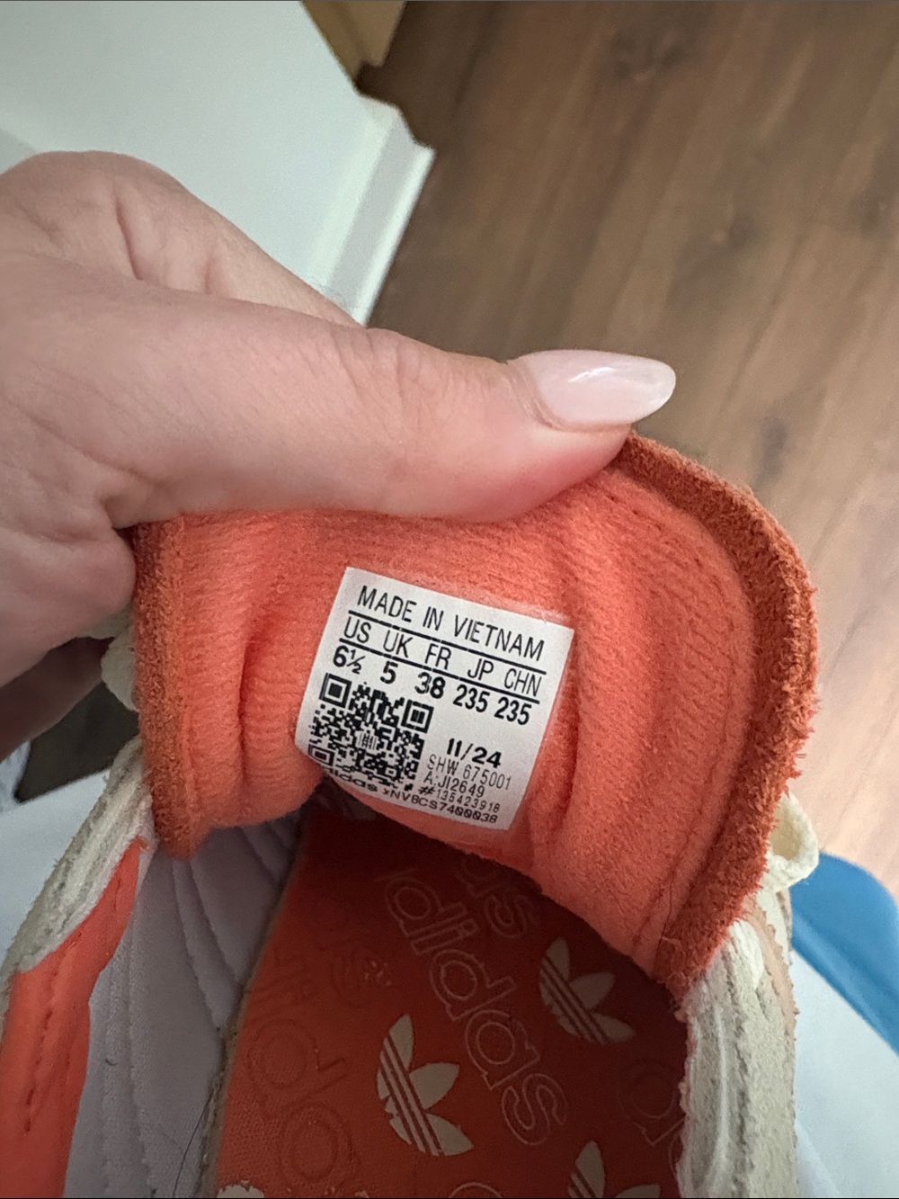 Special edition adidas Cream Suede Sneakers with Peach Accents - Picture 8 of 8